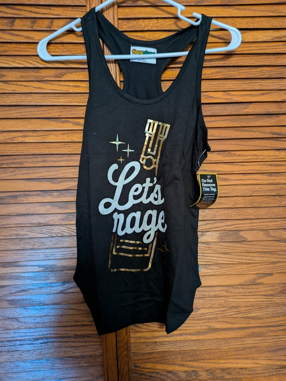 Tipsy Elves NWT Let's Rage Black Graphic Racerback Tank Size S & 2x
